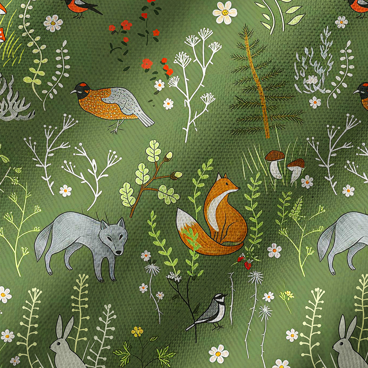 Whimsical Woodland Animals Print Kimono Wrap