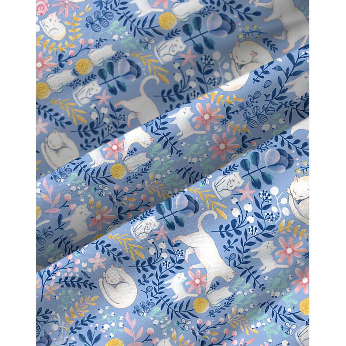Blue Leaf Cat Spaghetti Strap Mini Dress