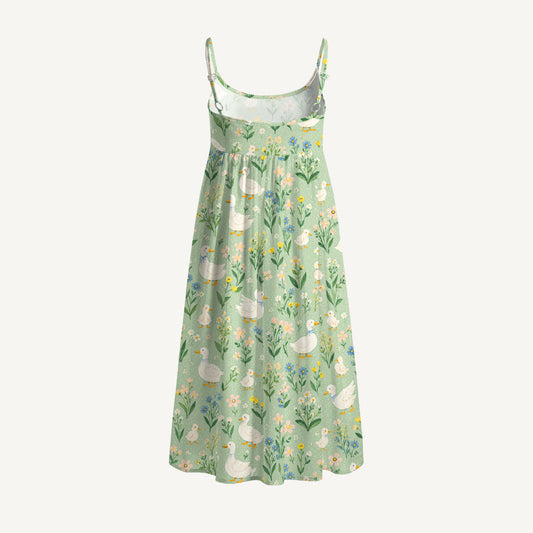 Country Duck & Bloom Print Spaghetti Strap Mini Dress
