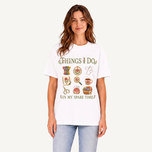 Stitched Cozy Craft Garden Print Crew Neck Cotton Tee