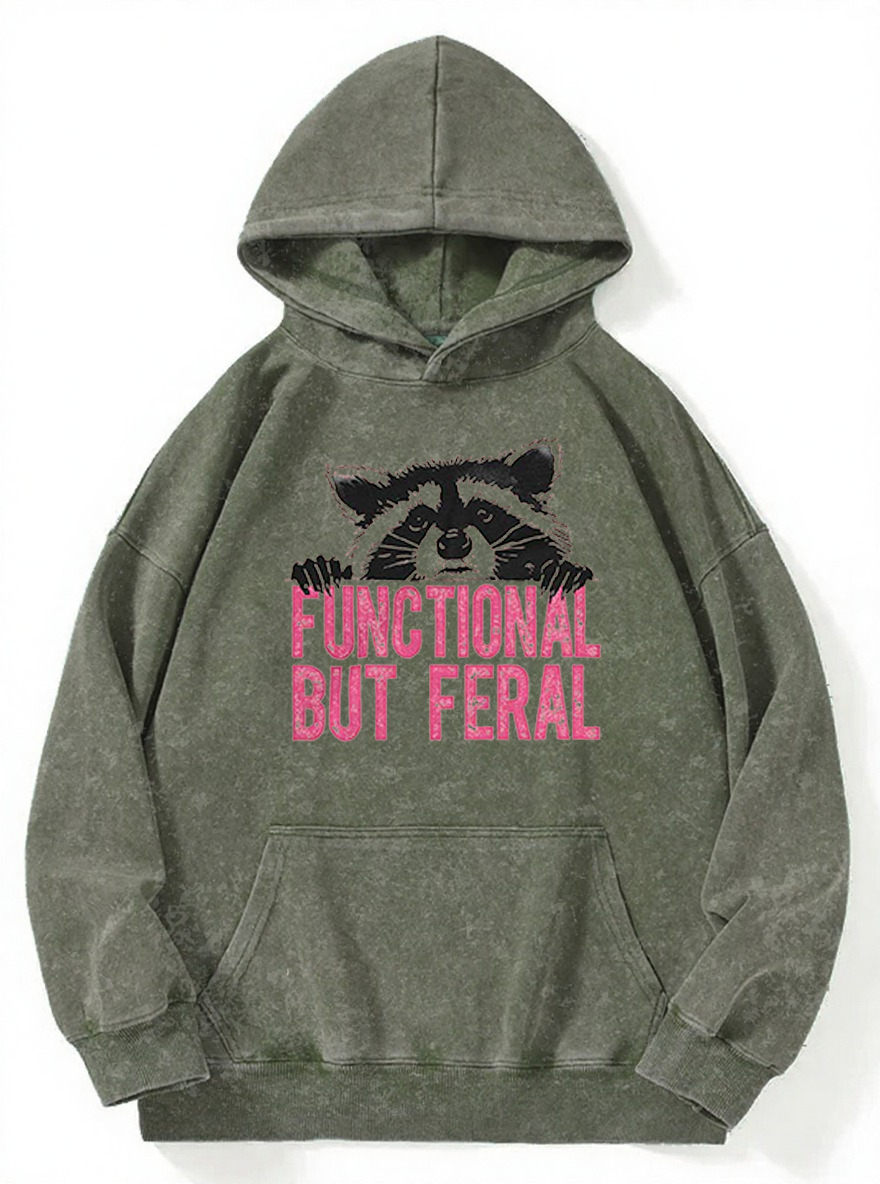 Vintage Functional But Feral Washed Hoodie