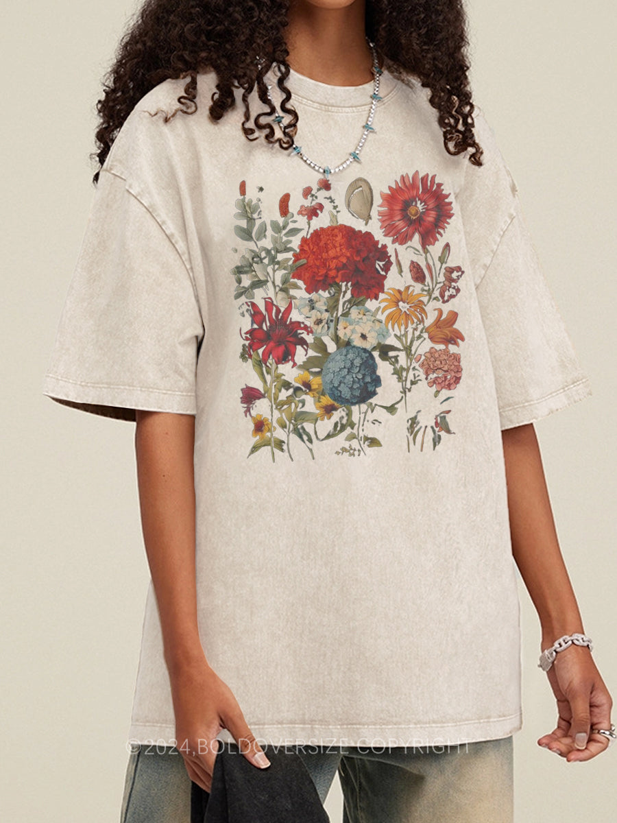 Vintage Boho Wildflowers Washed T-Shirt