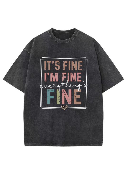 Plus Size Everything Is Fine Washed T-Shirt