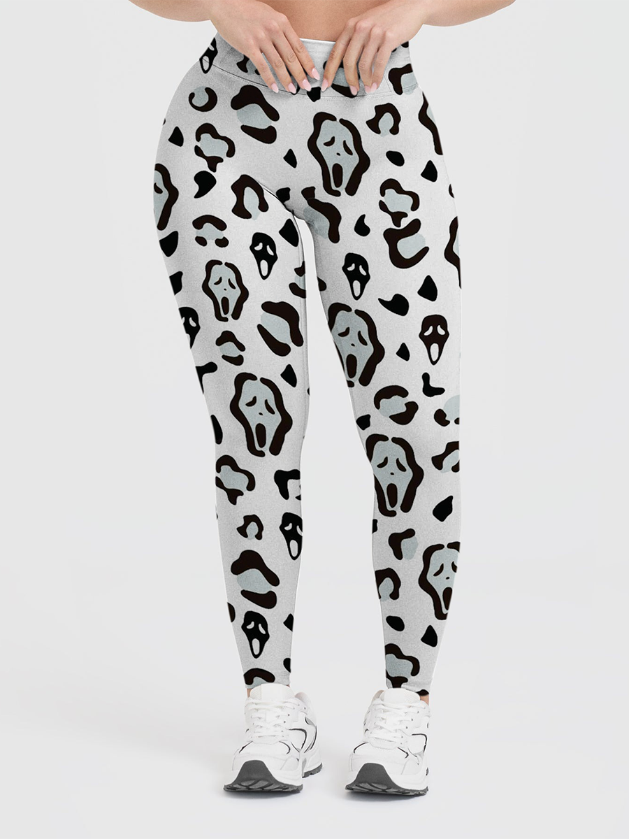 Vintage Leopard Scream Ghostface Mixed Leggings