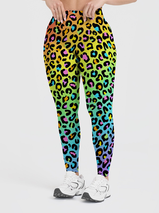 Vintage Rainbow Gradient Neon Multicolor Leggings