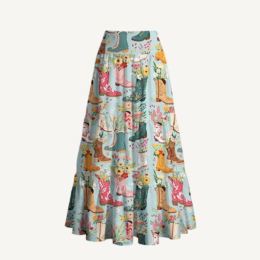 Boots Flower Print Convertible Maxi Skirt & Strapless Dress