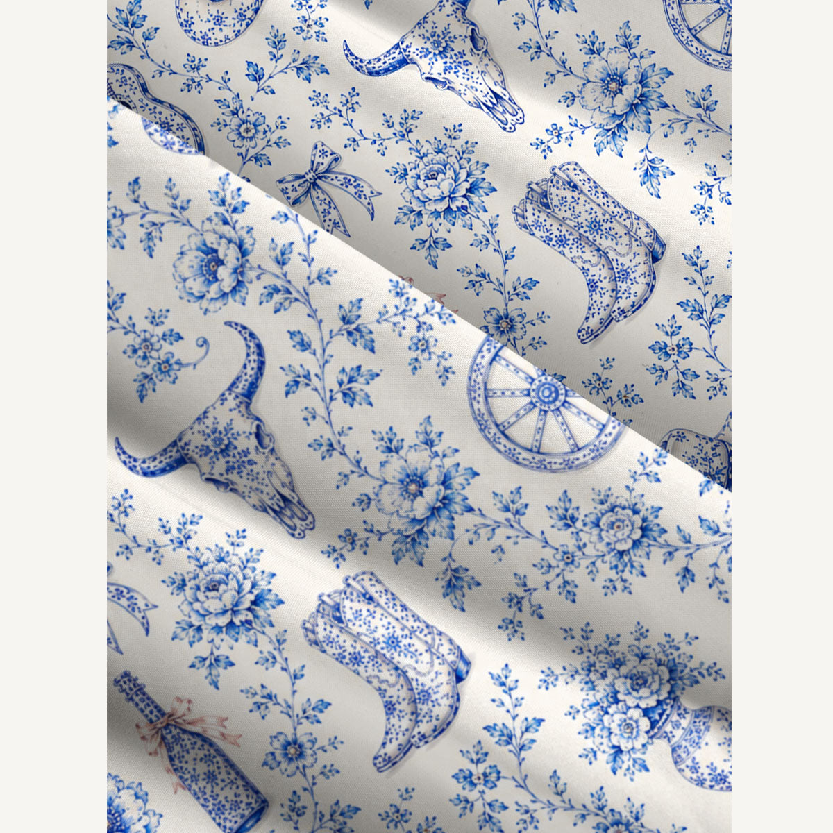 Blue Prairie Toile Print Wide Straps Maxi Dress With Pockets