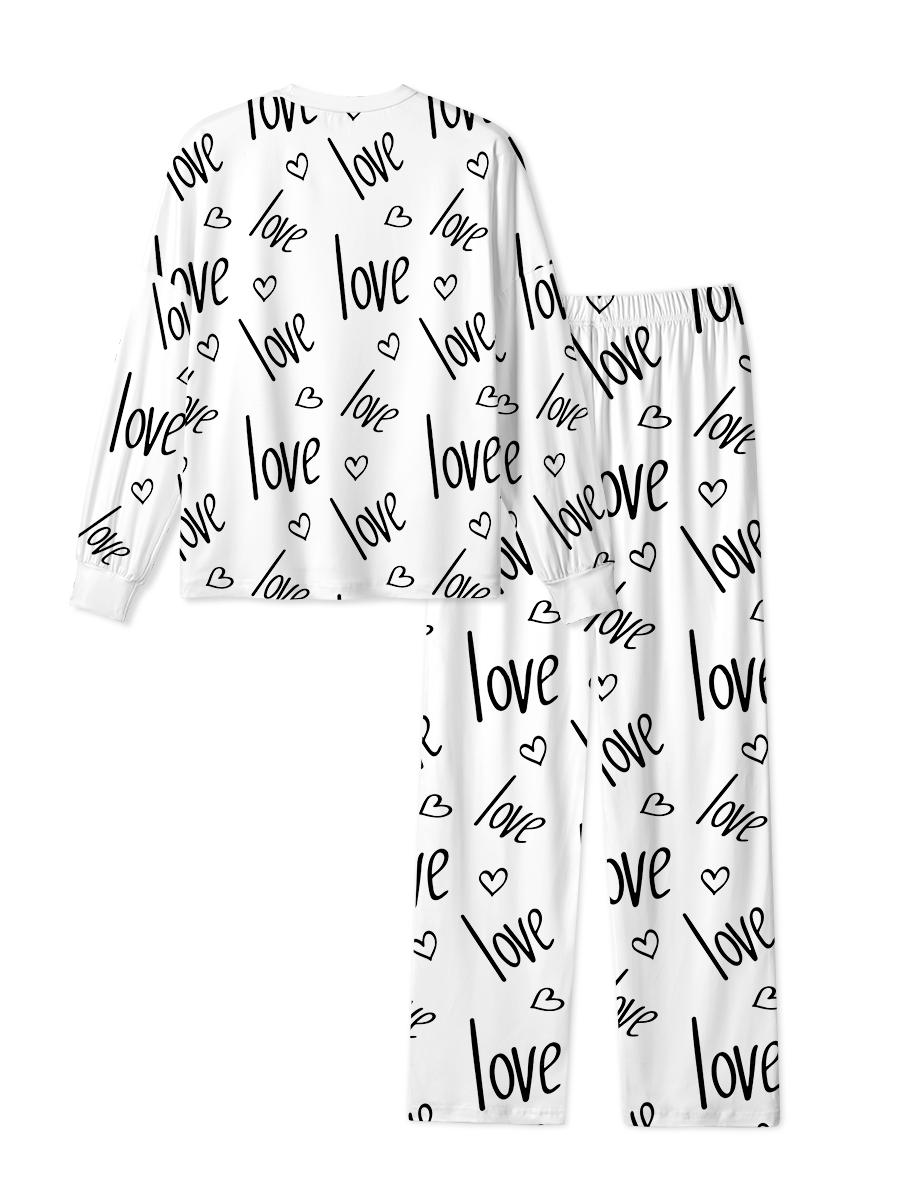 Vintage Black White Love Pop Heart Pajamas