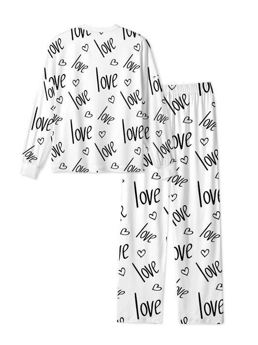 Vintage Black White Love Pop Heart Pajamas