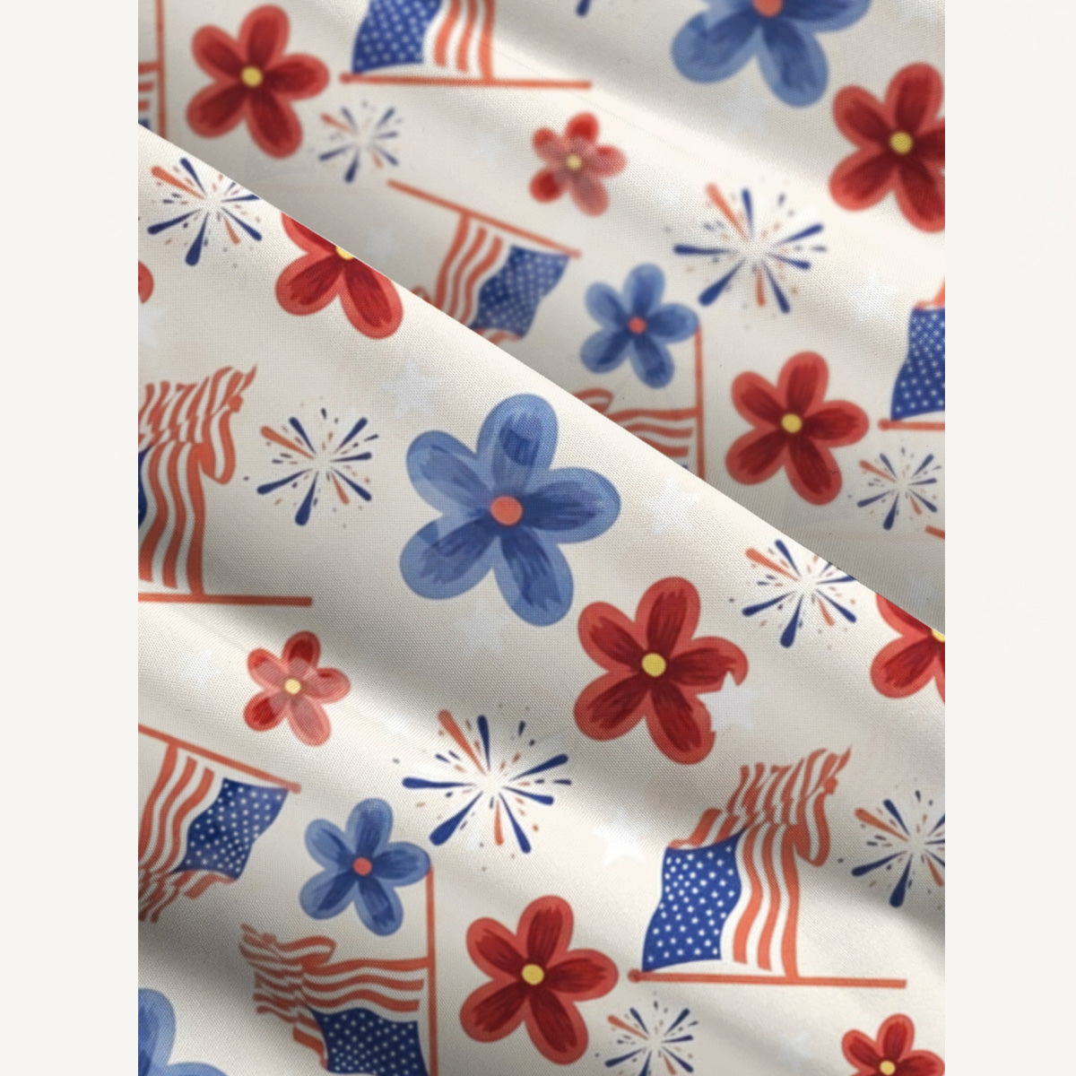 Patriotic Blossom Flag Print Wide Straps Maxi Dress With Pockets