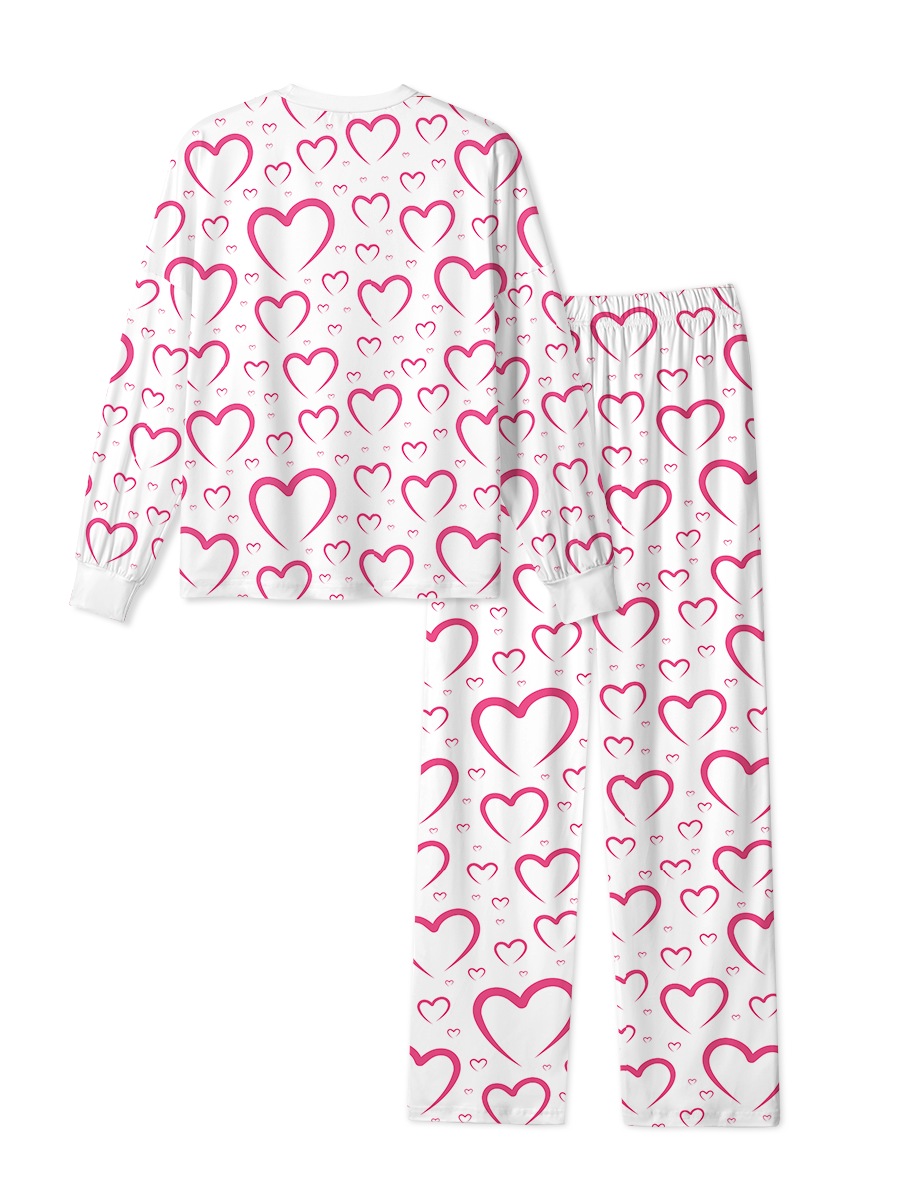 Vintage Pink Outline Heart Pop Pajamas
