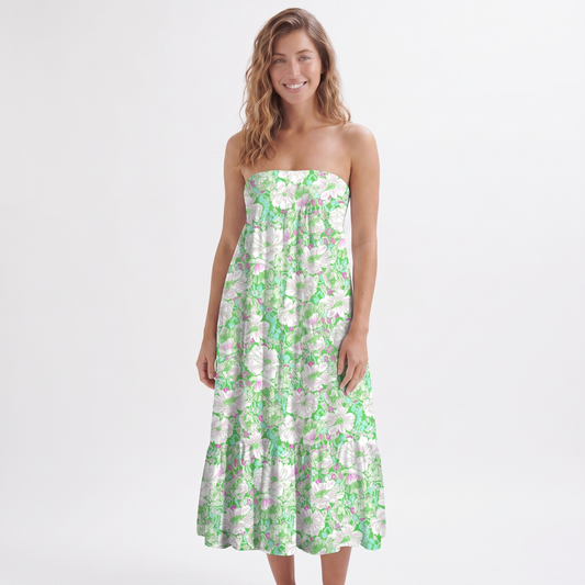 Mint Garden Print Convertible Maxi Skirt & Strapless Dress
