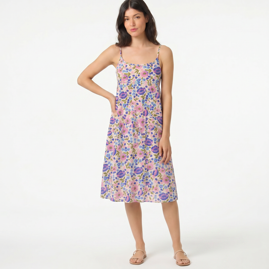 Lavender Bloom Spaghetti Strap Mini Dress