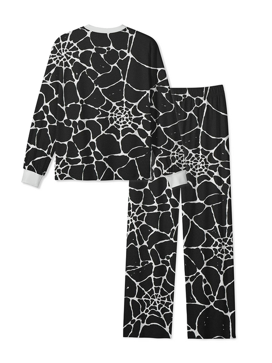 Vintage Minimal Spider Web Line Art Halloween Pajamas