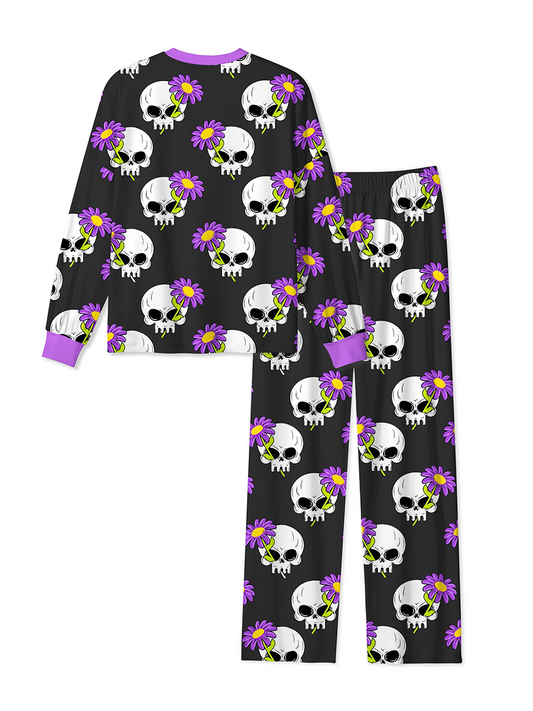 Vintage Minimal Gothic Grunge Floral Line Art Pajamas