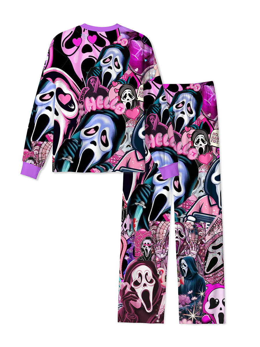Vintage Heart Ghostface Y2K Collage Pajamas