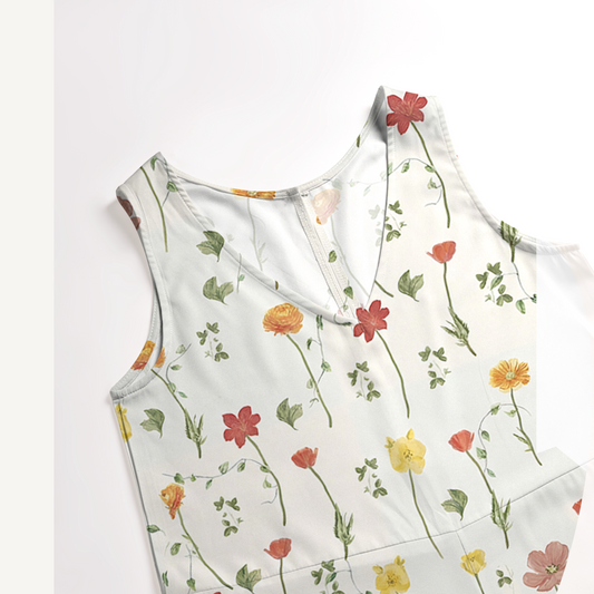 V-Neck Wildlight Meadow Boho Jumpsuit with Pockets for Women