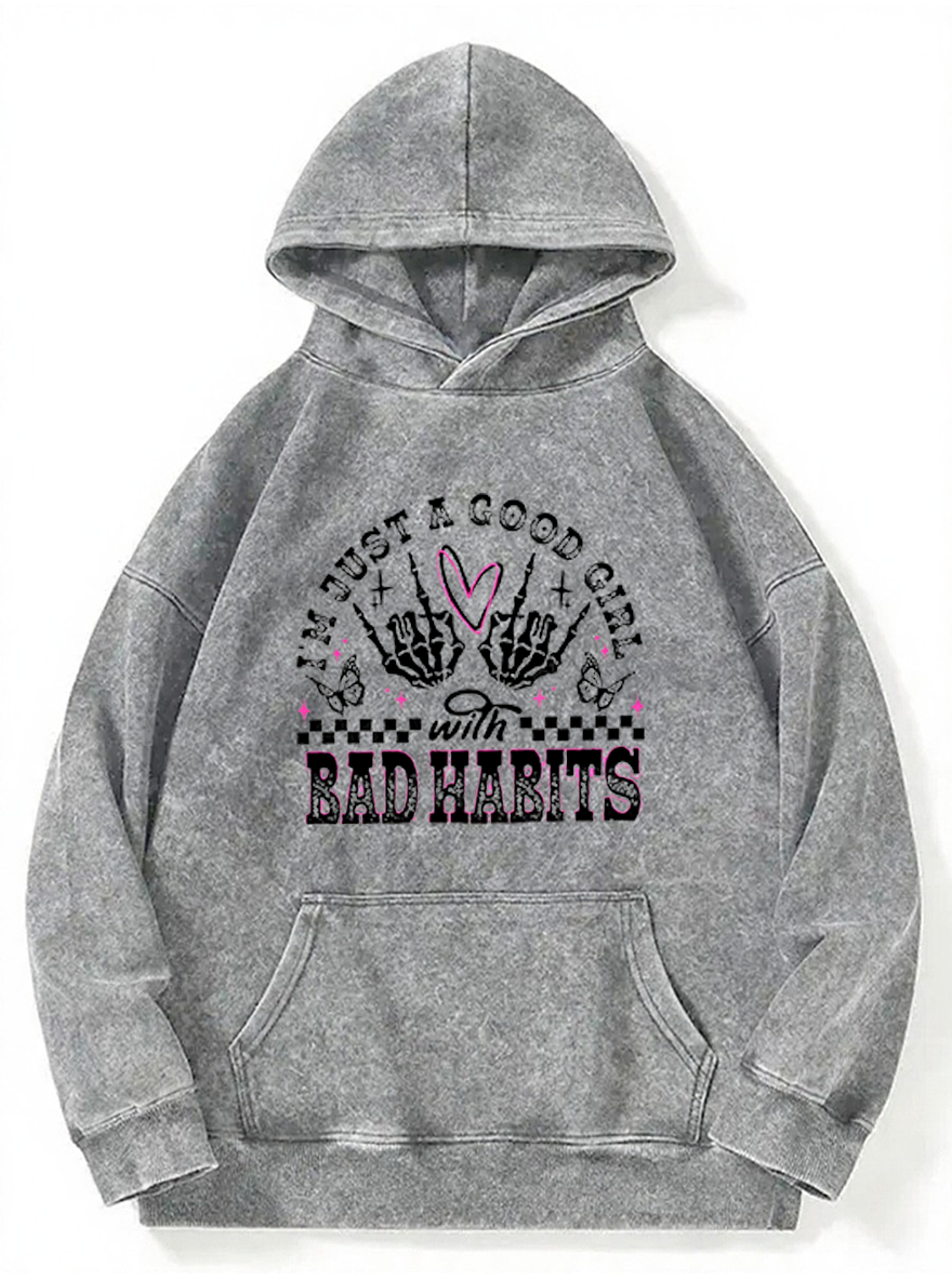 Vintage Good Girl Bad Habits Washed Hoodie