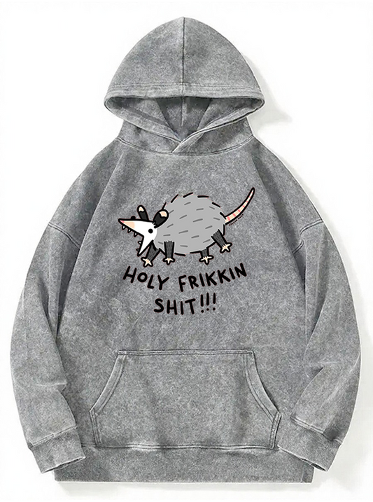 Vintage Funny Possum Holy Frikkin Wasted Washed Hoodie