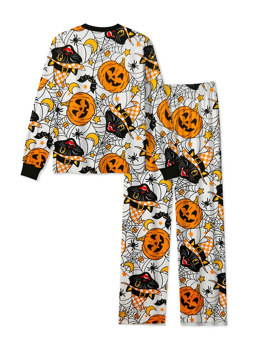 Vintage Halloween Black Cat Jack-o-Lantern Mixed Pajamas