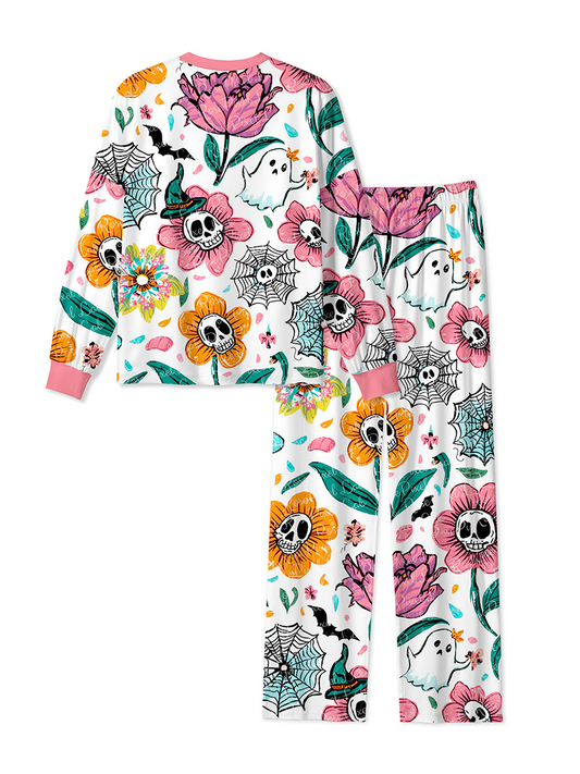 Vintage Halloween Skull Floral Ghost Mixed Pajamas