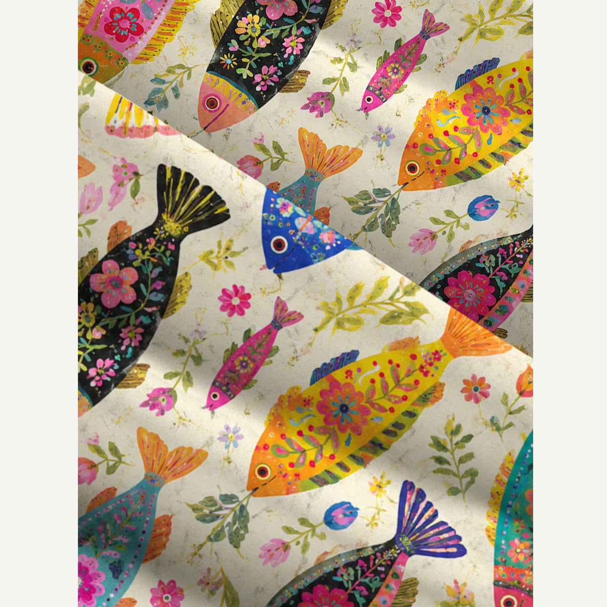 Boho Colorful Fish Print Wide Straps Maxi Dress With Pockets