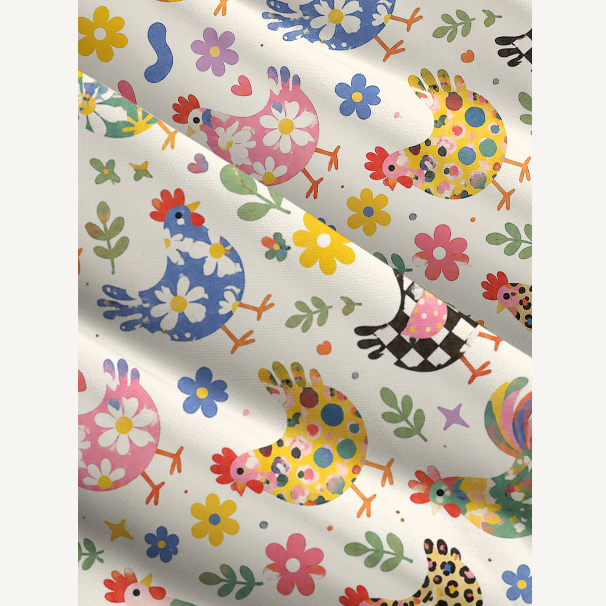 Funky Retro Chicken Print Wide Straps Maxi Dress With Pockets