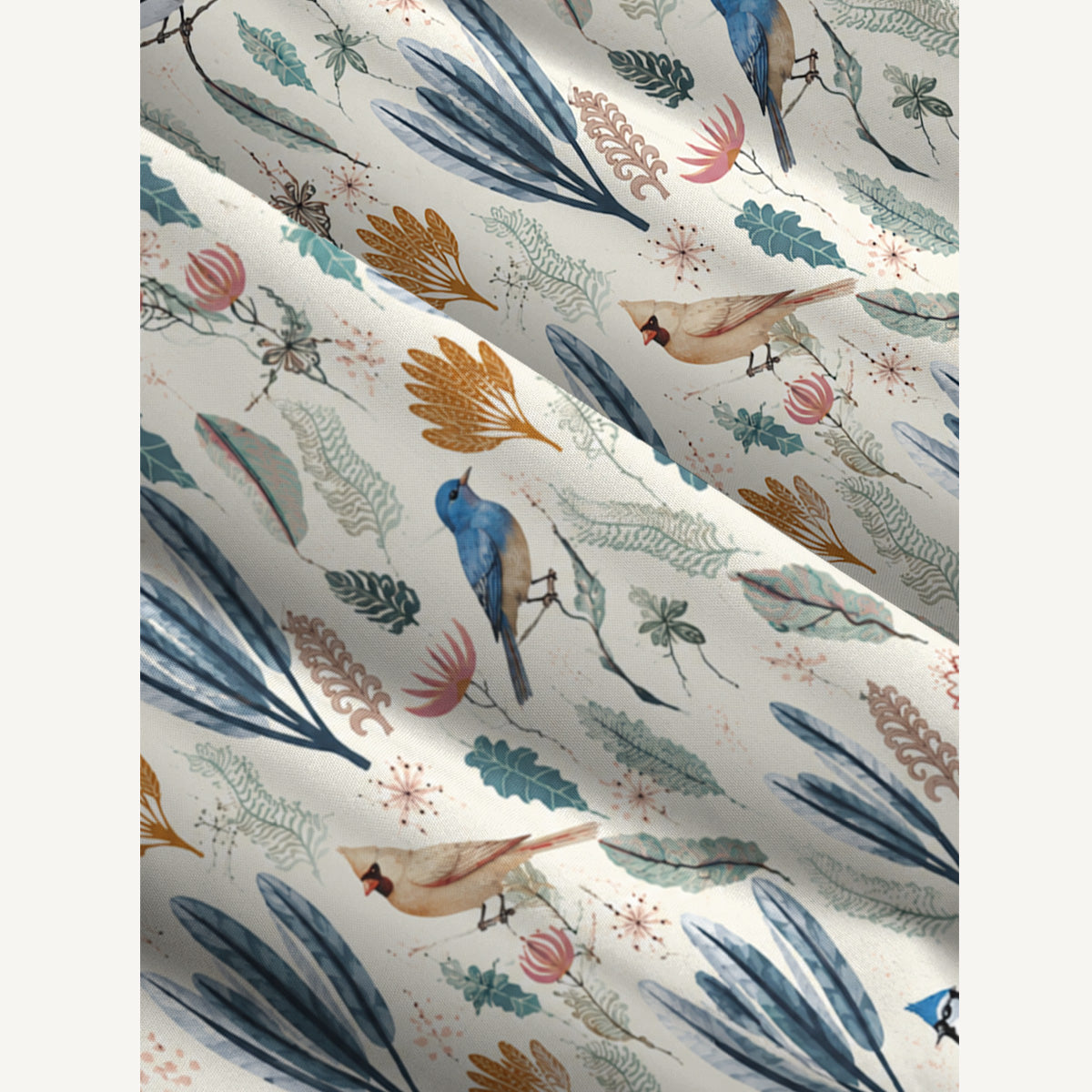 Romantic Nature Birds Print Wide Straps Maxi Dress With Pockets