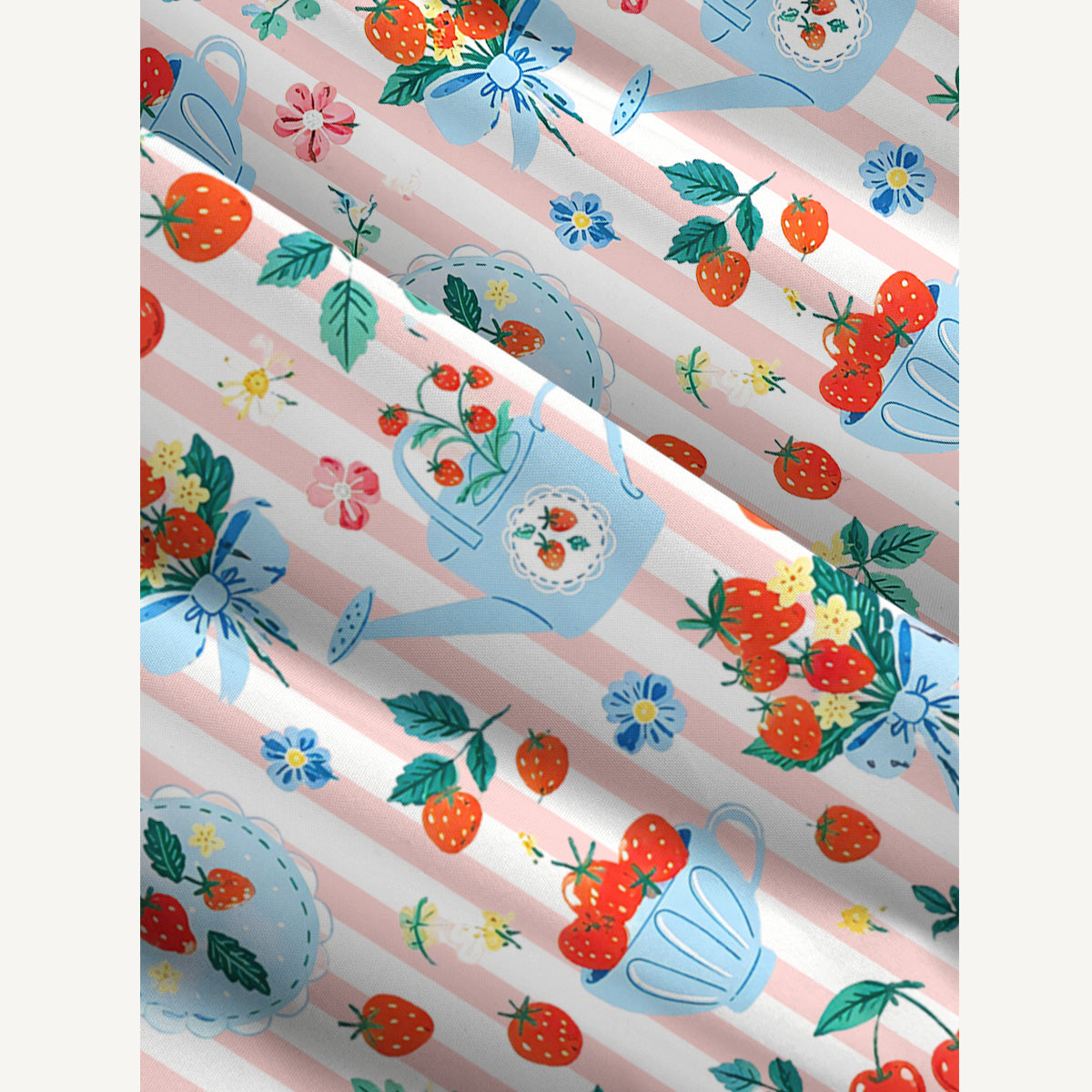 Strawberry Cup Garden Print Wide Straps Maxi Dress With Pockets