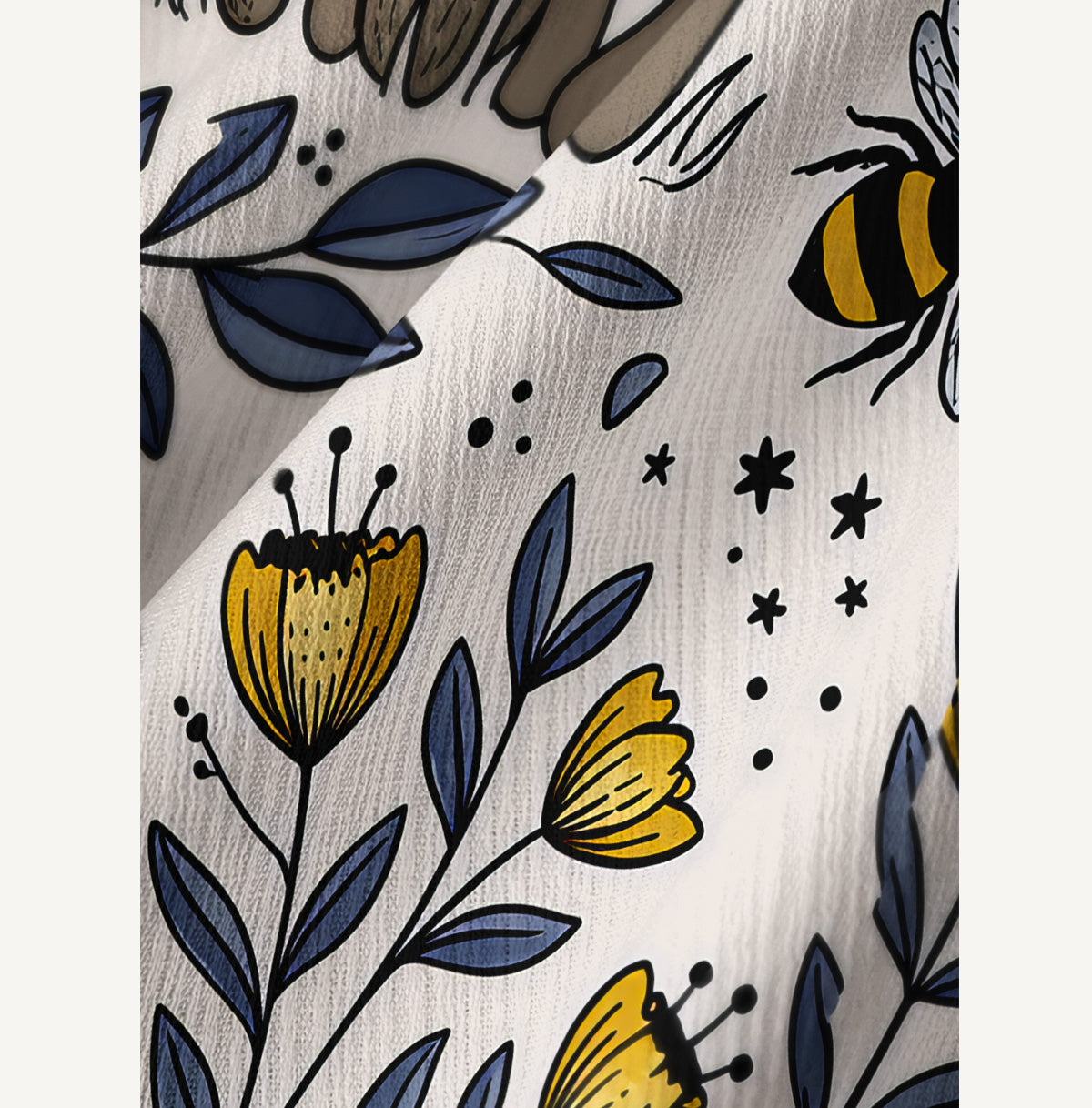 Bee Whisper Forest Print Wide Leg Tie Waist Pants With Pockets