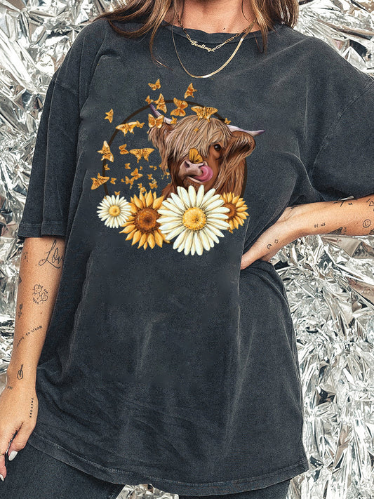 Plus Size Highland Cow Washed T-Shirt