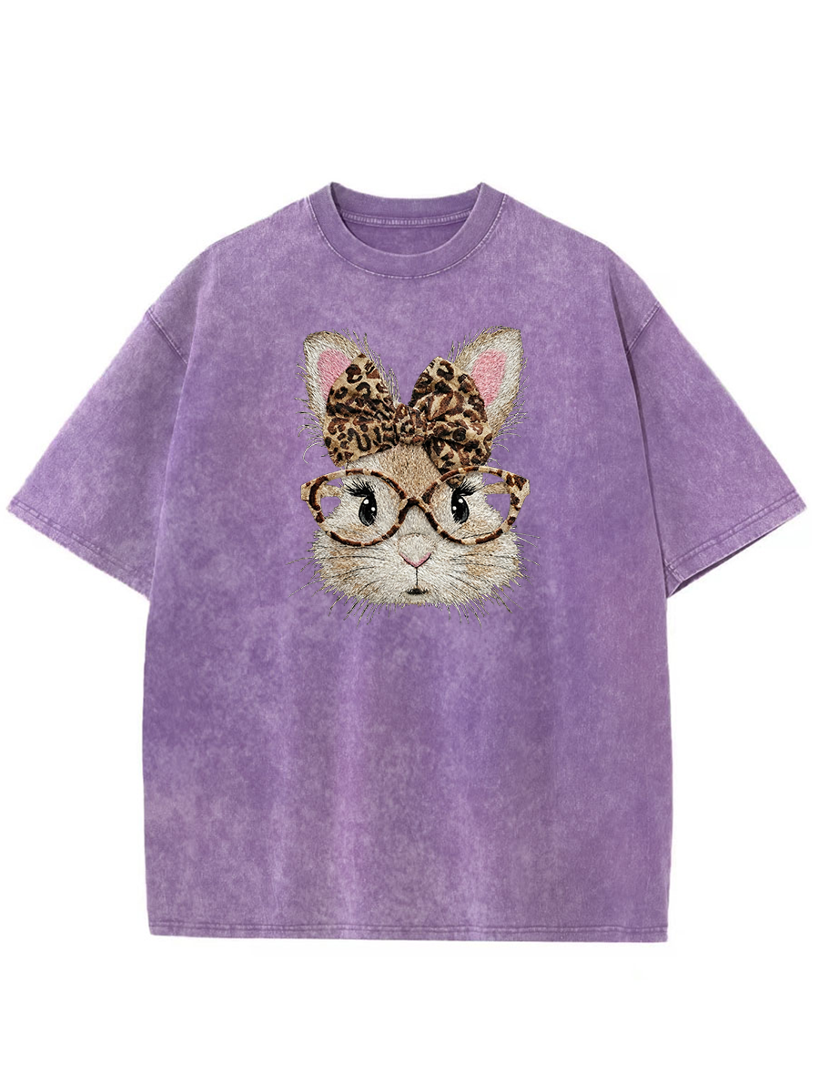 Vintage Retro Happy Easter Bunny Washed T-Shirt