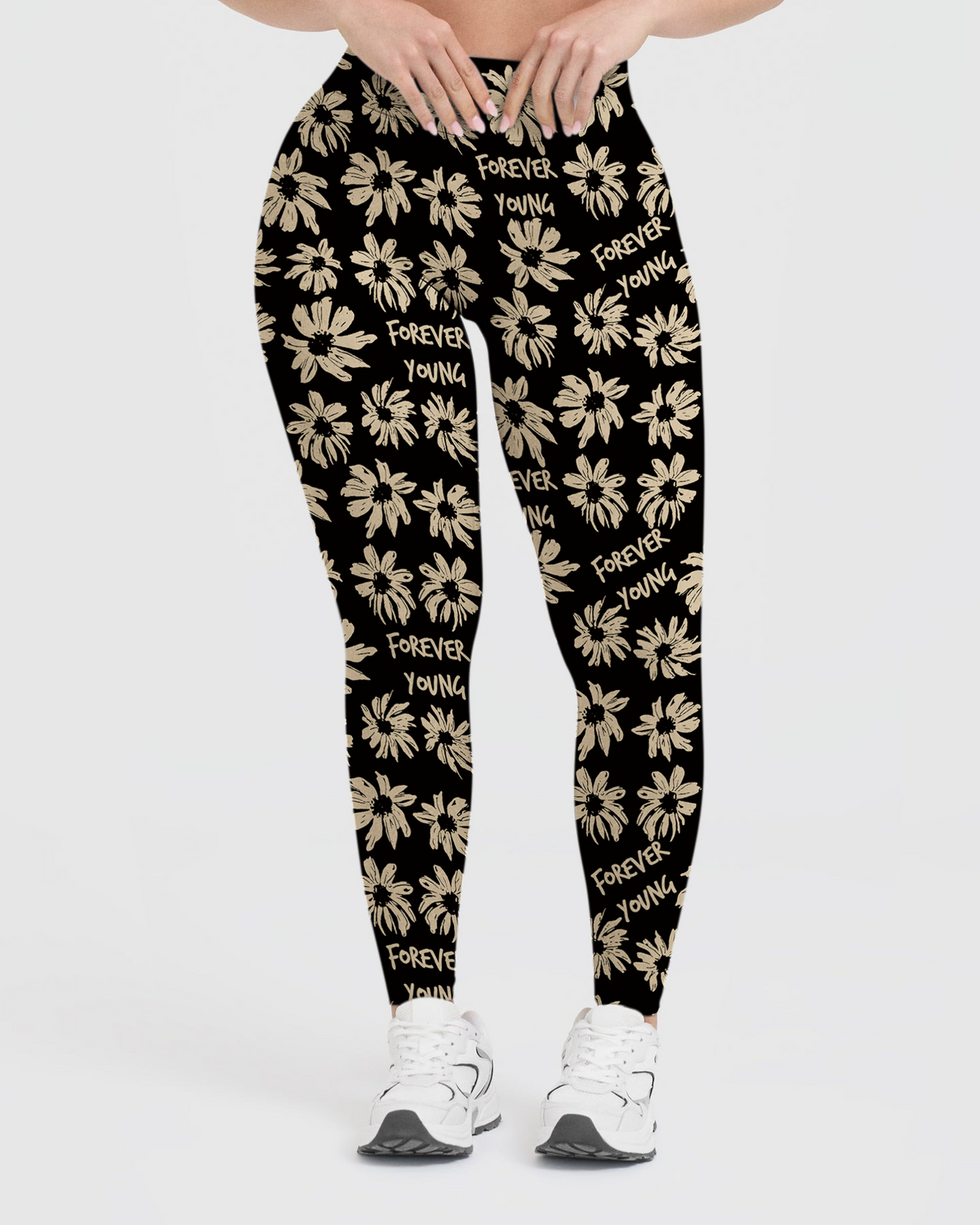 Vintage Flowers Text Leggings