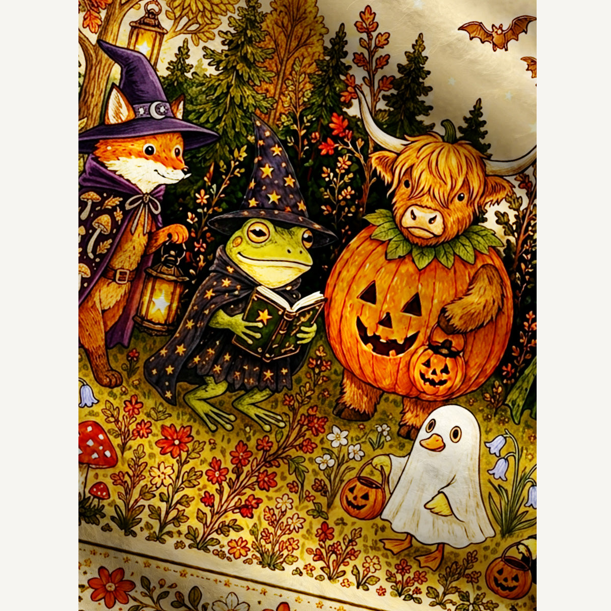 Halloween Pumpkin Fairy Forest Print Halloween Ugly Cardigan Sweaters