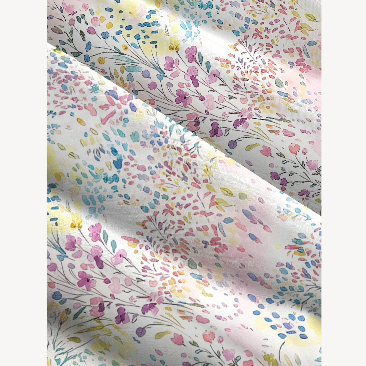 Watercolor Meadow Print Wide Straps Maxi Dress With Pockets