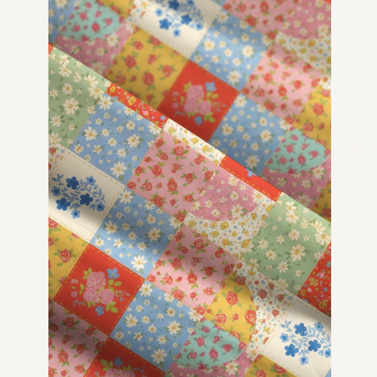 Vintage Flower Print Quilt Wide Straps Maxi Dress With Pockets