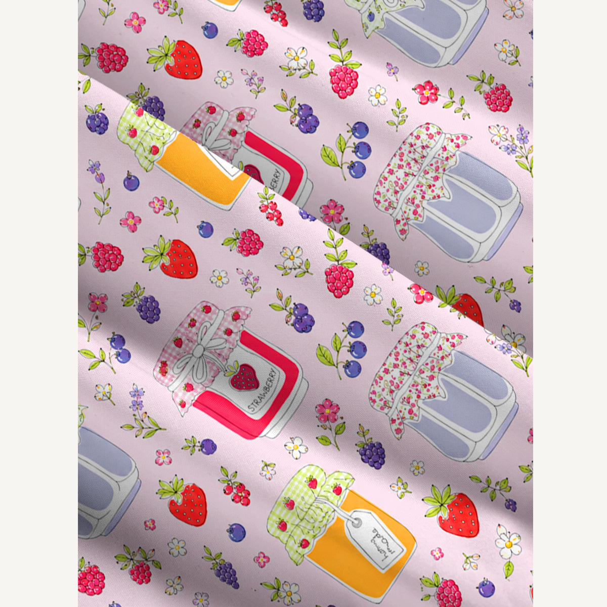 Strawberry Jam Print Wide Straps Maxi Dress With Pockets