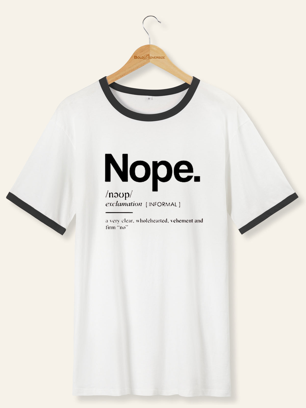 Vintage Funny Nope Graphic Ringer Tee