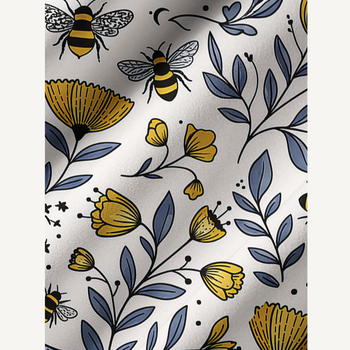 Bee Whisper Forest Print Boho Tie‑Neck Smock Mini Dress