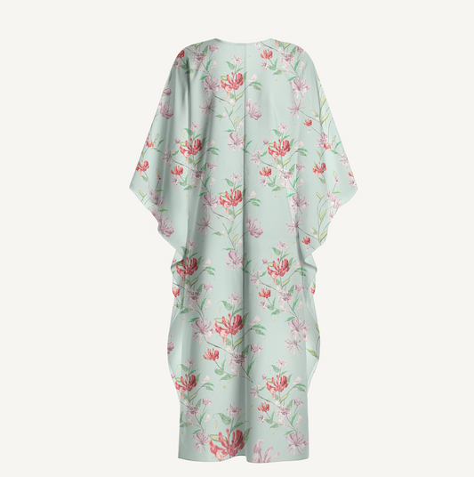 V‑Neck Mint Honeysuckle Kimono Sleeve Kaftan Dress