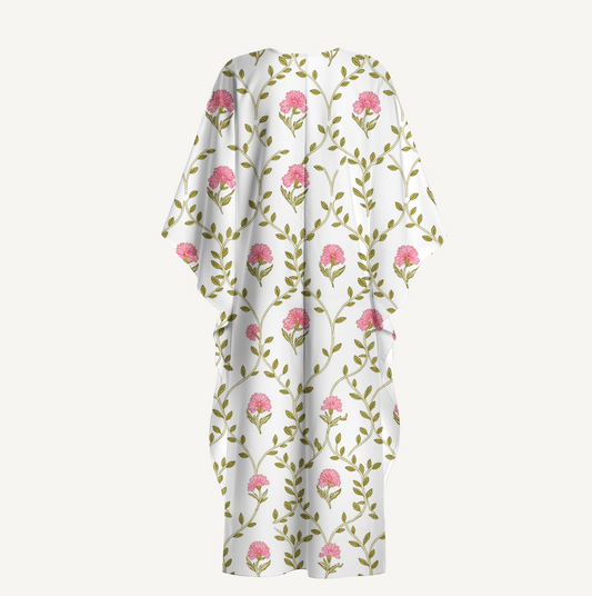 V‑Neck Clover Vine Whisper Kimono Sleeve Kaftan Dress