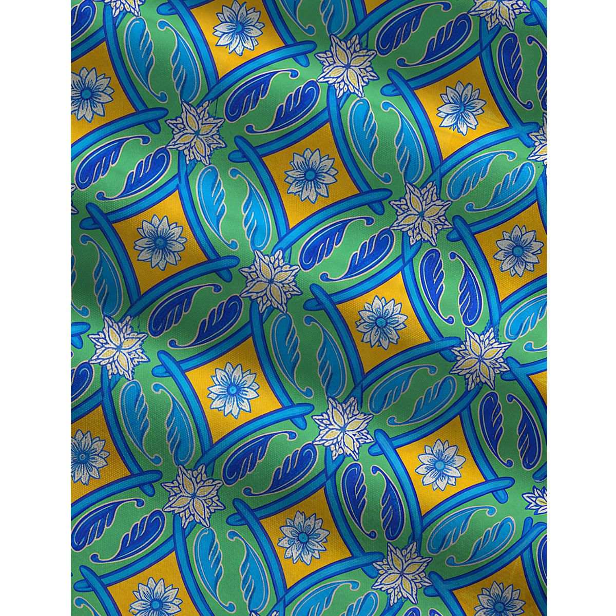 V-Neck Azure Tile Boho Jumpsuit with Pockets for Women