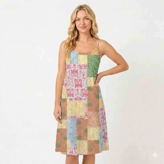 Morning Patch Spaghetti Strap Mini Dress