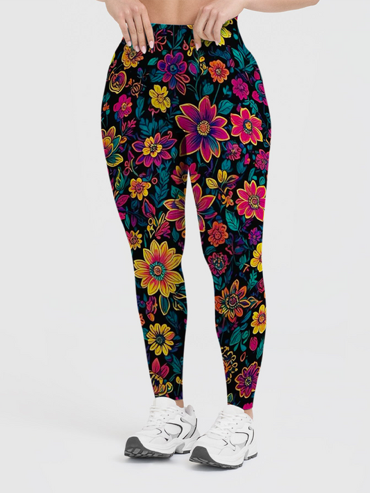 Vintage Psychedelic Neon Floral Leggings