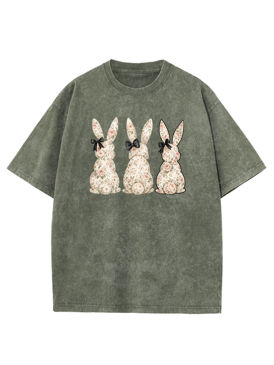 Vintage Coquette Bow Easter Washed T-Shirt