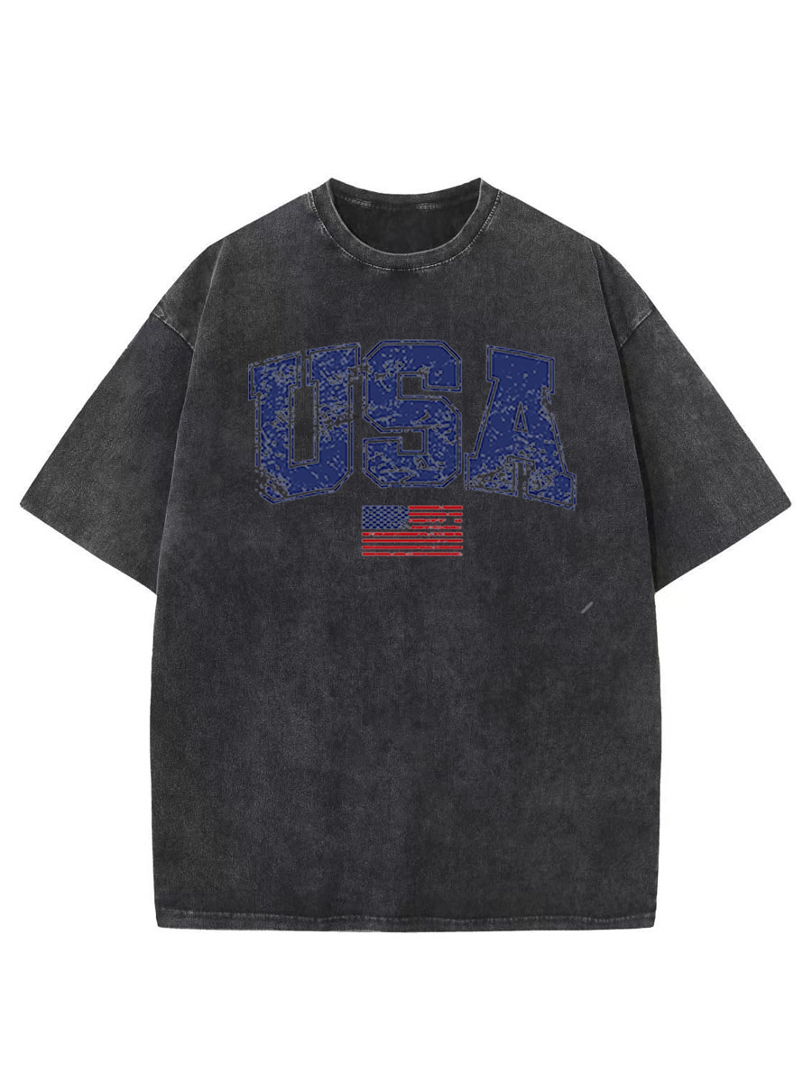 Vintage Retro Usa Washed T-Shirt