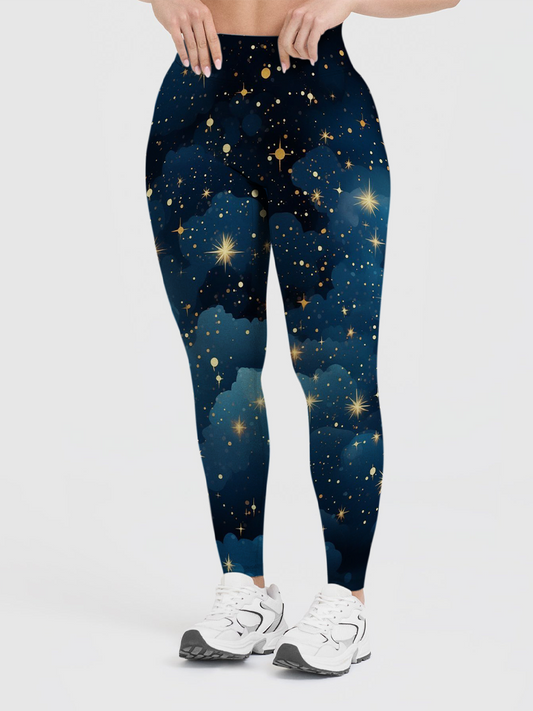 Vintage Whimsical Night Sky Starburst Leggings