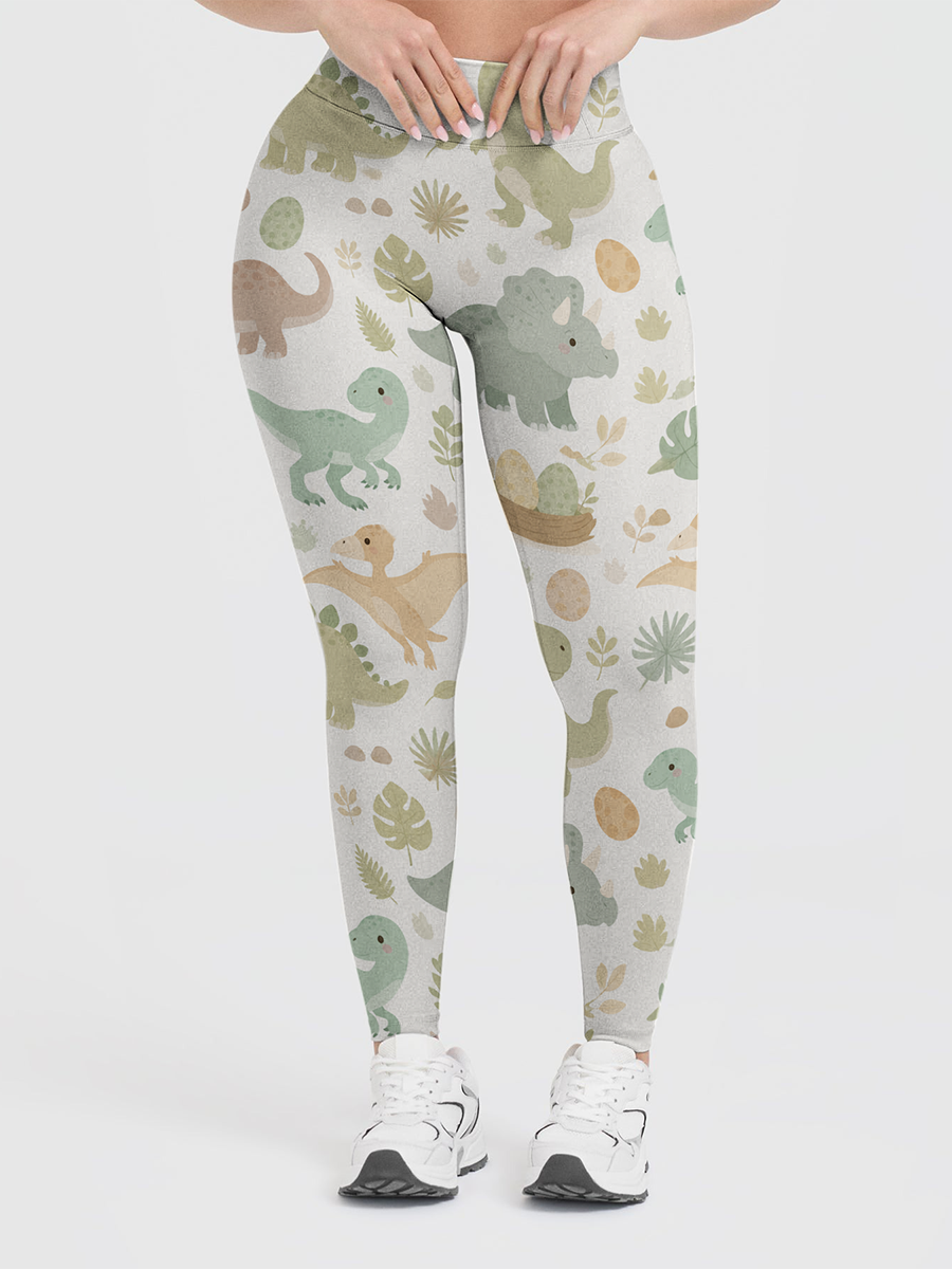 Vintage Muted Earthy Dinosaurs Leggings