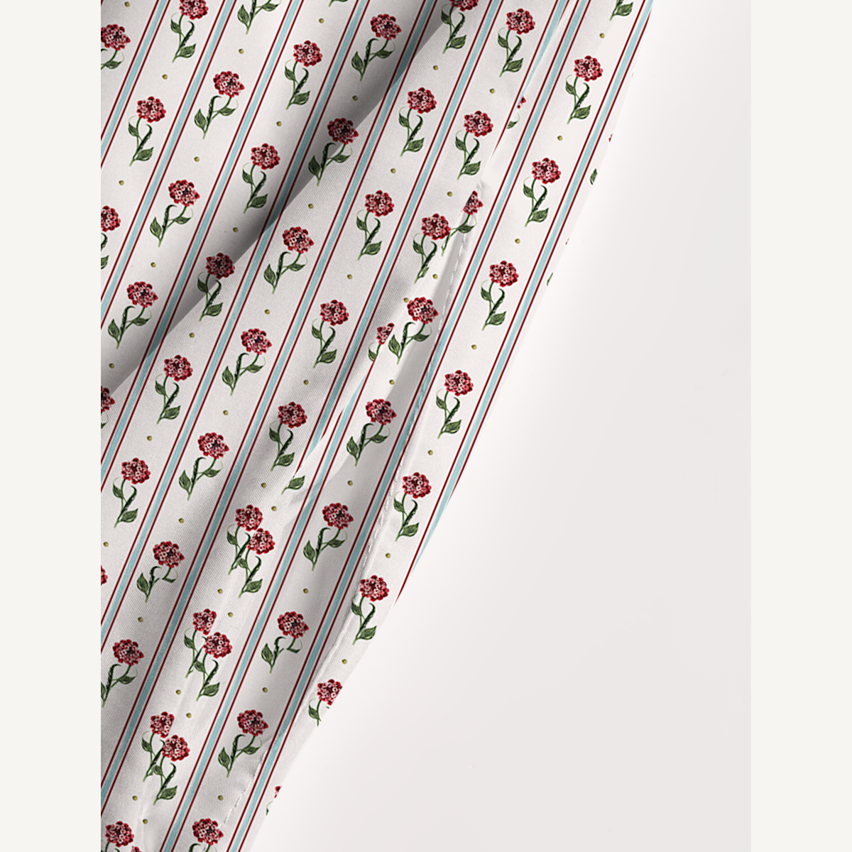Square Neck Crimson Dianthus Print Wide Straps Maxi Dress With Pockets