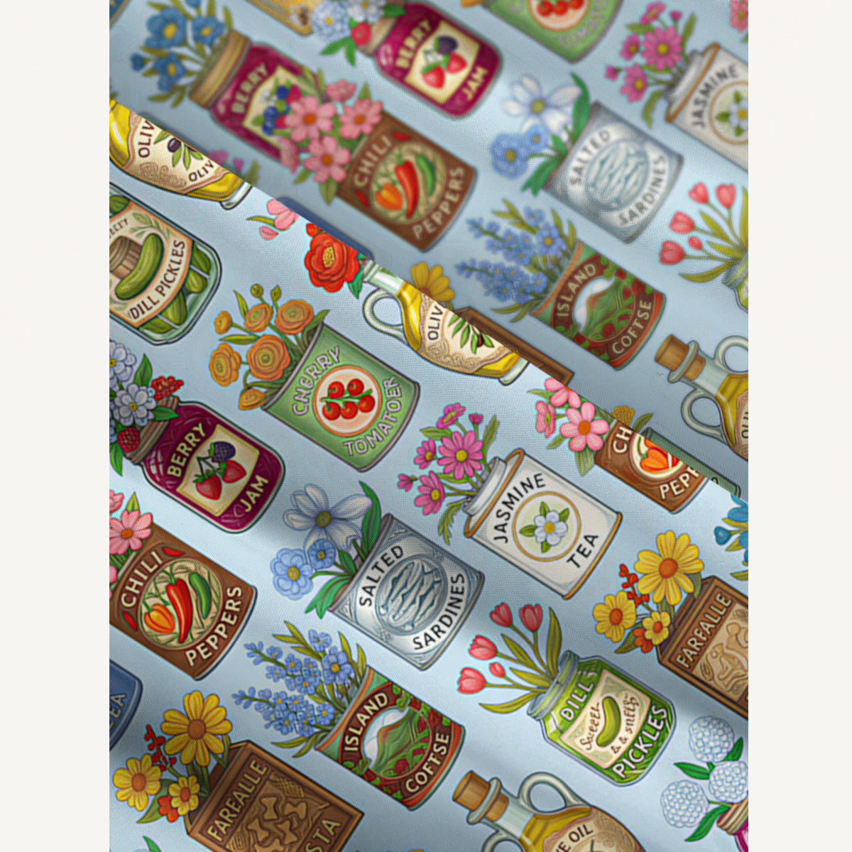 Vintage Pantry Label Print Wide Straps Maxi Dress With Pockets